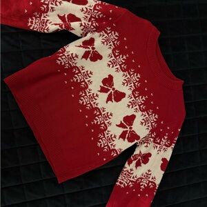 H&M toddler Red and White Sweater with Bow Pattern